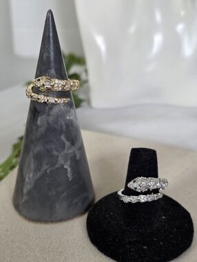 Gold Filled Adjustable Wrap Snake Ring with Cubic Zirconia Crystal Stones